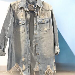 Distressed Light Blue Denim Jacket